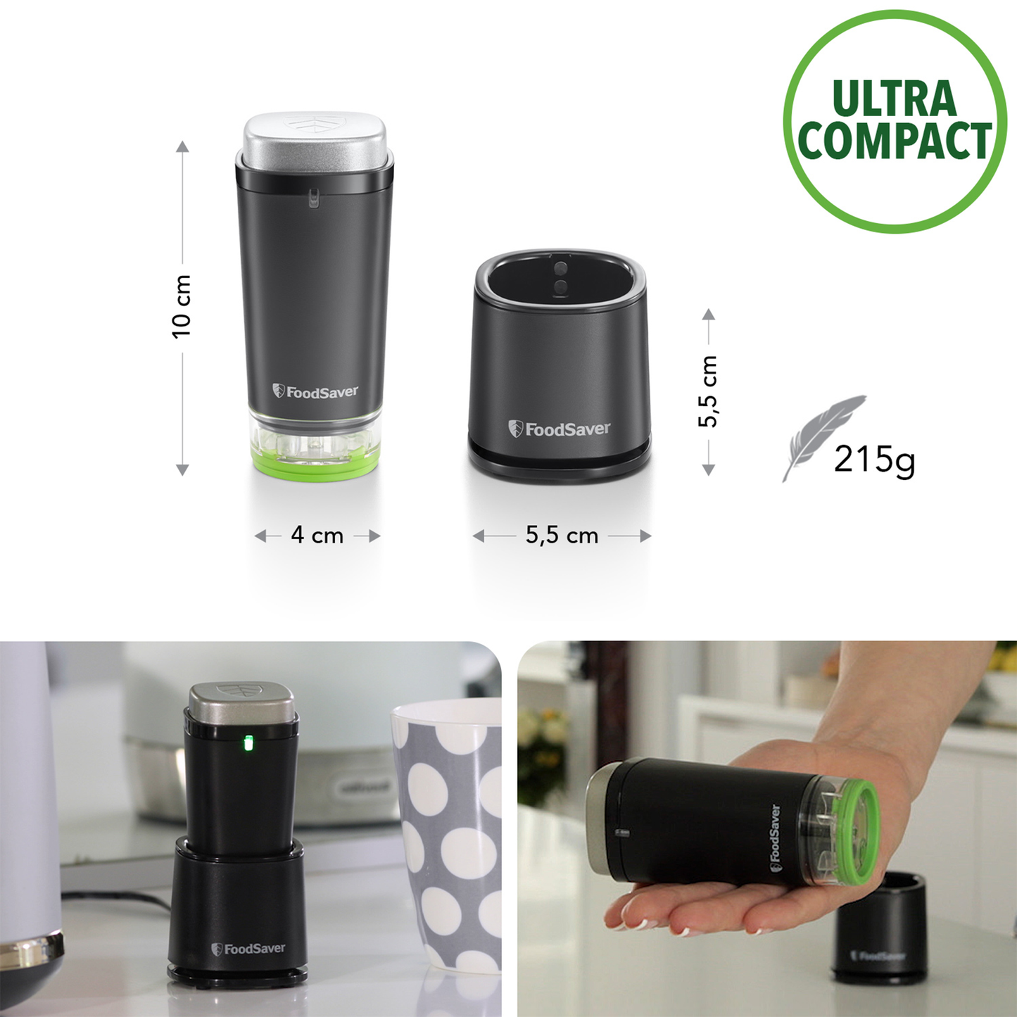 Handheld-Vakuumiergerät inkl. 2 Behälter