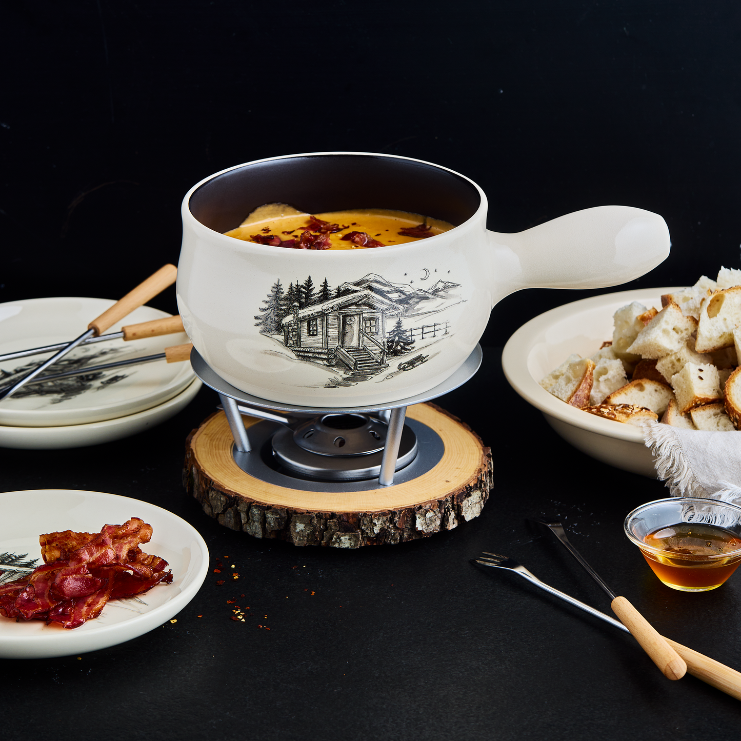 Fondueteller Chalet 4er-Set