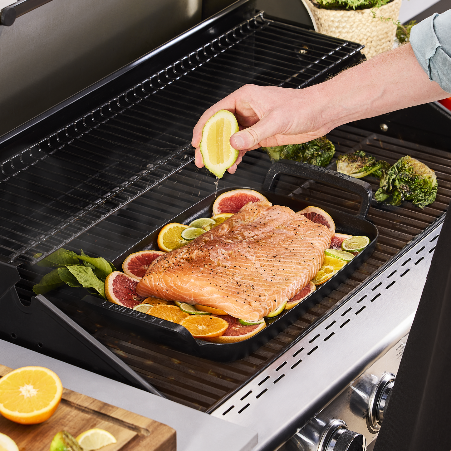 Plaque de cuisson extérieure rectangulaire pour barbecue 40 cm